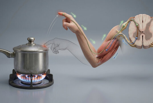 The mechanism of the withdrawal reflex to heat.
