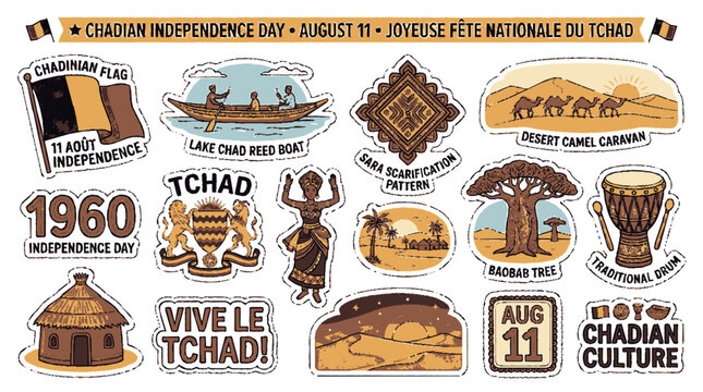 Chadian independence day sticker set