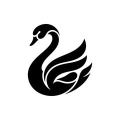 Fototapeta premium A stylized swan illustration showcases elegant curves on a plain background.