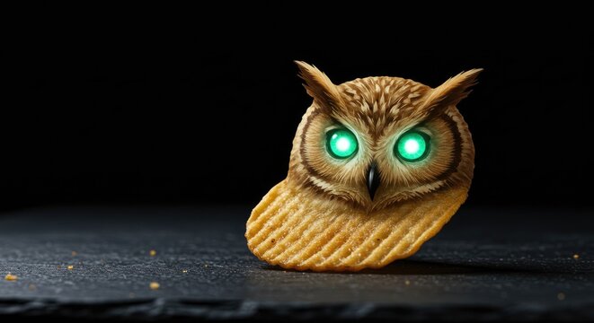 Glowing Owl Figurine on Dark Surface.