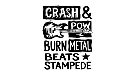 Obraz premium Rock music poster. Electric guitar art. Heavy metal text. Punk style vector. Music themed design.
