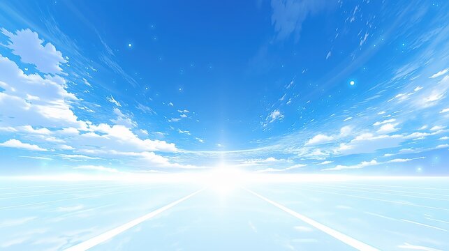 未来への道を示す明るい光が輝くテクノロジー風景