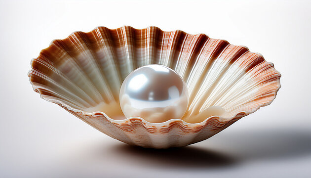 Pearl In A Shell Isolated On Transparent And White Background Generative Ai