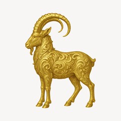 Fototapeta premium Intricate golden goat sculpture design.
