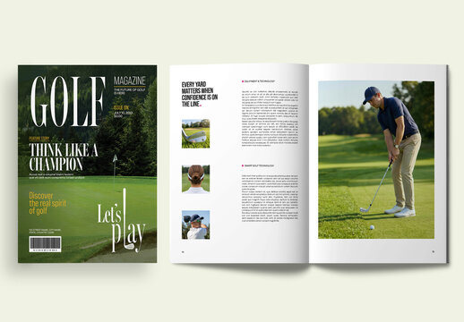 Modern Golf Magazine Layout Design With Editorial Template