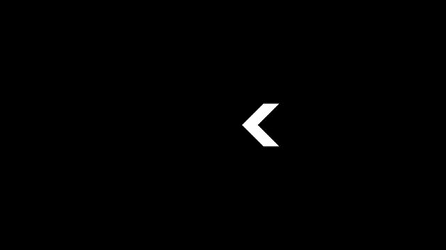 Left arrow icon animation on black background 4k motion seamless looping