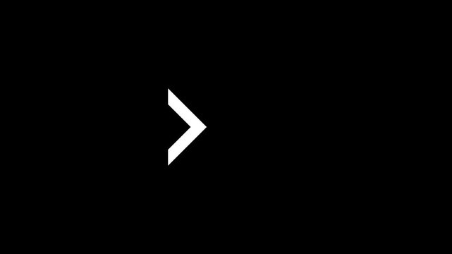 Abstract right arrow icon animation on black background 4k motion seamless looping