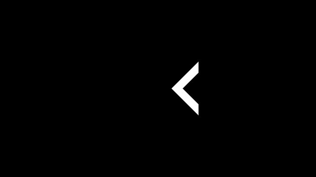 Left arrow icon animation on black background 4k motion seamless looping