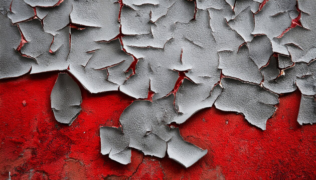The Texture Of Peeling Gray With Red Paint