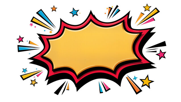Explosion comic book speech bubble with stars, isolated on transparent background