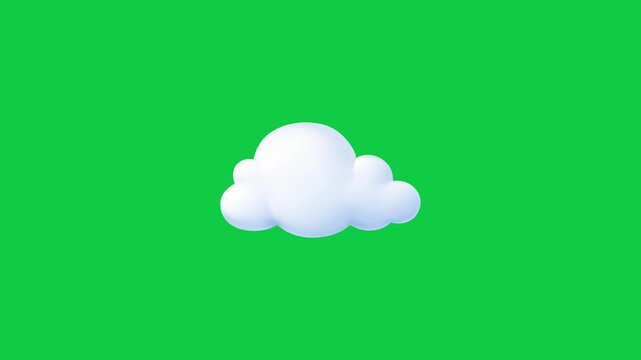 Fluffy White Cloud Weather Animated Icon. Animated 3D styled fluffy white cloud icon representing weather forecast, sky environment, network computing database, and digital online storage concepts.