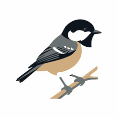 A flat vector illustration of a coal tit bird © darto