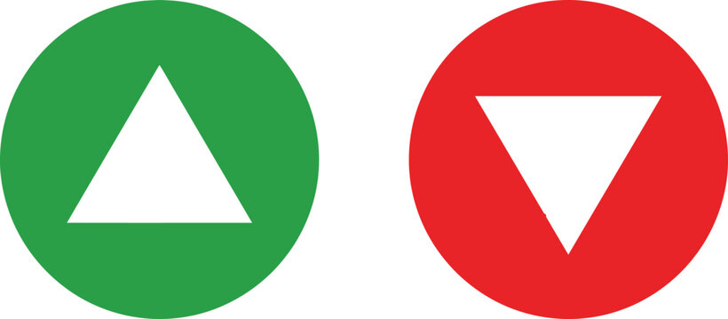Green circle with up triangle and red circle with down triangle icon set