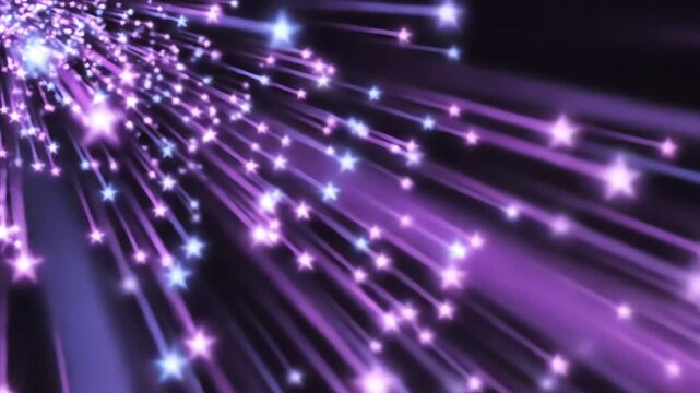 Purple and blue star sparkles bokeh motion in deep space