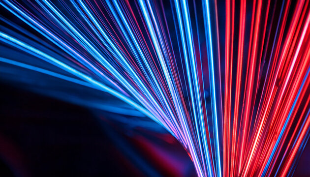 Close Up Abstract Colorful Of Red And Blue Neon Light Strip