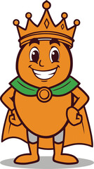 Fototapeta premium Cute Cartoon King Mascot Character with Crown, Smiling Royal Cartoon Logo, Funny King Illustration, Happy Monarch Mascot Design