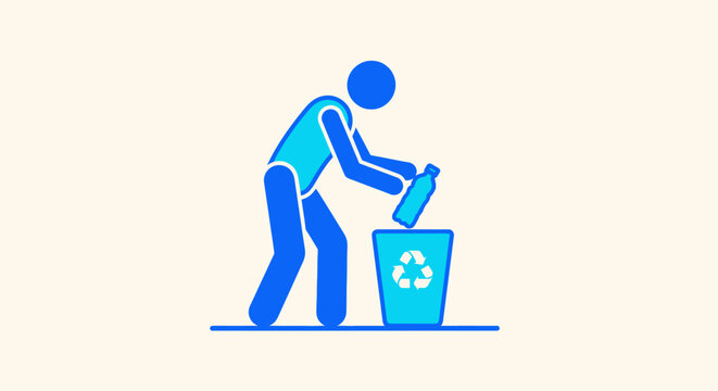 Person throwing paper into recycling bin illustration.