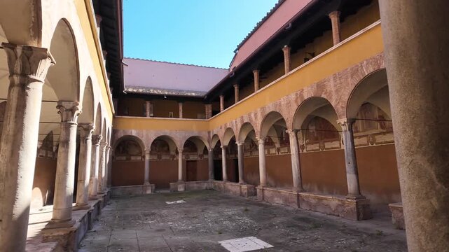 Cinematic View Of The Peaceful Garden At The Church Of Sant'Onofrio Al Gianicolo In Rome