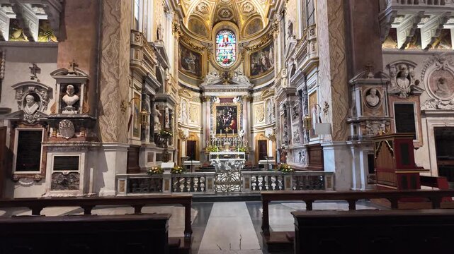 View of the main altar in Santa Maria dell'Anima church in Rome