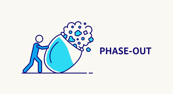 Illustration of person pushing large test tube with bubbles.