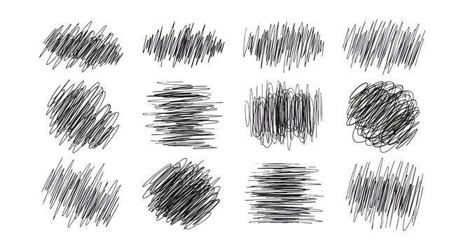 Scribble shapes collection hand drawn style doodles isolated on transparent background