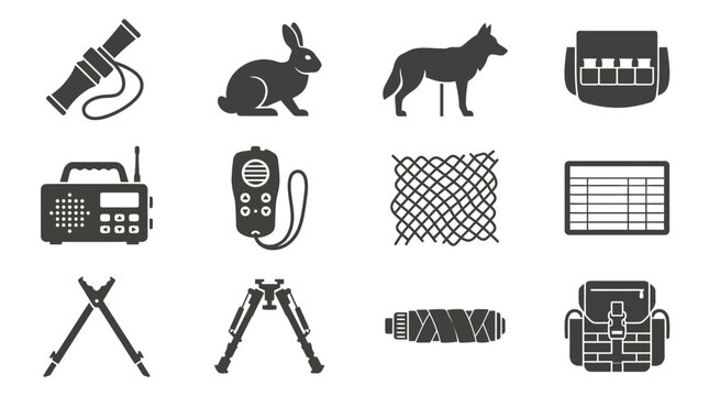 Includes: predator call, rabbit decoy, coyote decoy, electronic caller, speaker remote, camouflage net, shooting sticks, bipod, suppressor cover, shell holder, range card, utility pouch.