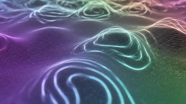 Vibrant contour gradient mesh animation with topographic neon lines