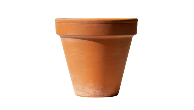 Terracotta plant pot with rim, isolated on transparent background