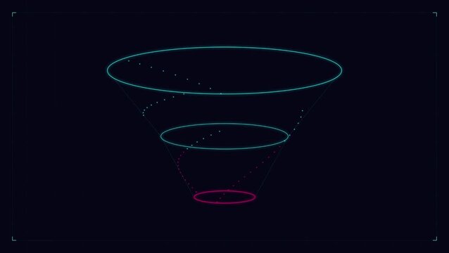 Sales funnel dashboard animation with digital marketing strategy and business analytics ROI conversion system, seamless looping video
