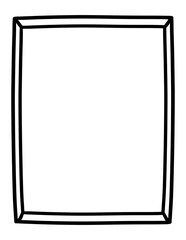 Fototapeta premium Simple blank rectangular frame clipart with clean black outline, hand drawn doodle label border isolated on transparent background. Perfect for worksheets, classroom printables, flashcards