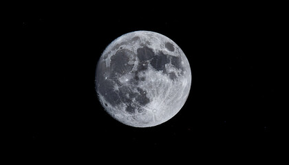 Obraz premium Full Moon In The Night Dark Sky Full Moon Whit The Visible Surface Crater In The Black Dark Night Background