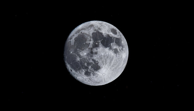 Full Moon In The Night Dark Sky Full Moon Whit The Visible Surface Crater In The Black Dark Night Background