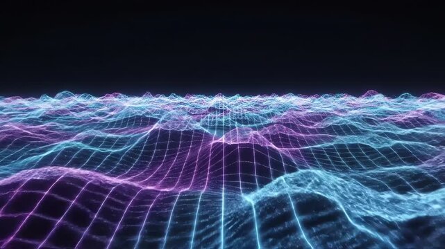 Contour gradient mesh in a retro digital landscape