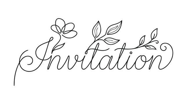 Elegant floral handwritten invitation with ornamental border and flourishes.