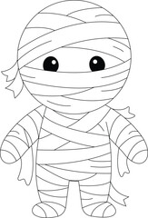 Fototapeta premium Cute Mummy Cartoon Halloween Coloring Sheet