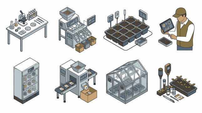 Modern agricultural technology and scientific research in plant cultivation and growth.