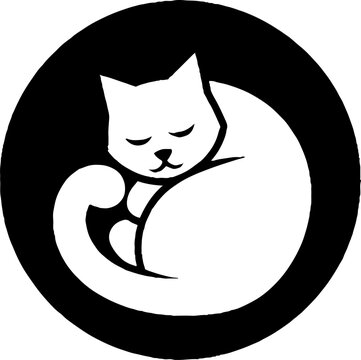 Sleeping white cat curled up in a peaceful pose.