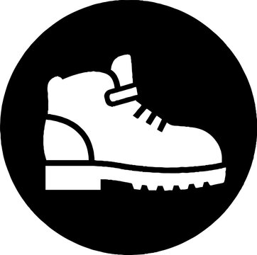 Black and white illustration of a sturdy work boot.