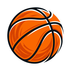 A vibrant orange basketball illustration on a white background © Hasni