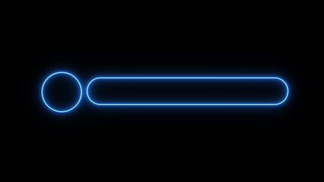 Glowing neon lower-third title bar icon on black background. sleek nameplate banner icon. Animated text bar reveal, professional broadcast title strip-4k black background icon animation