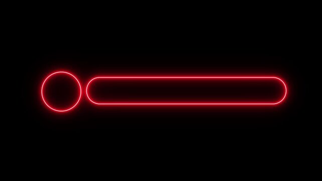 Glowing neon lower-third title bar icon on black background. sleek nameplate banner icon. Animated text bar reveal, professional broadcast title strip. Perfect for content information display.
