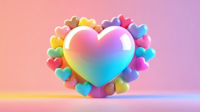Colorful 3D rainbow heart