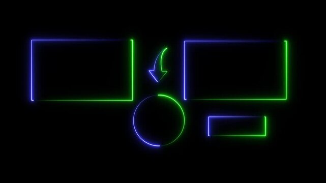 Subscribe button and outro for gaming and video channels Youtube End screen animation. neon glowing end screen - 4k black background icon animation with Glitch Effect