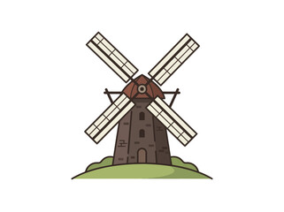 Obraz premium Brown Dutch Windmill with Blades.