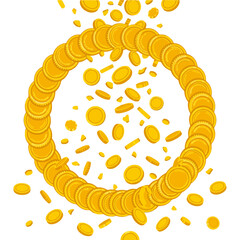A golden ring of coins cascades in radiant, gleaming light © iin