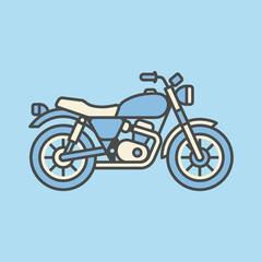 Obraz premium A blue vintage motorcycle icon on a light blue background