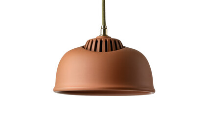 Terracotta dome pendant light with brass fitting and cord, isolated on transparent background © Alexander