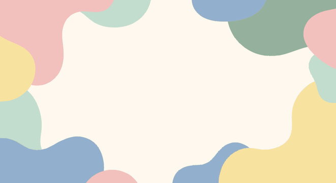 Flat graphic illustration of abstract organic shapes in pastel pink ye