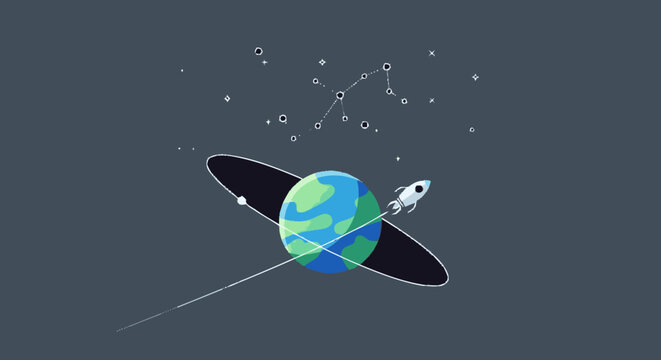 Minimalist flat illustration of a partially visible blue and green pla