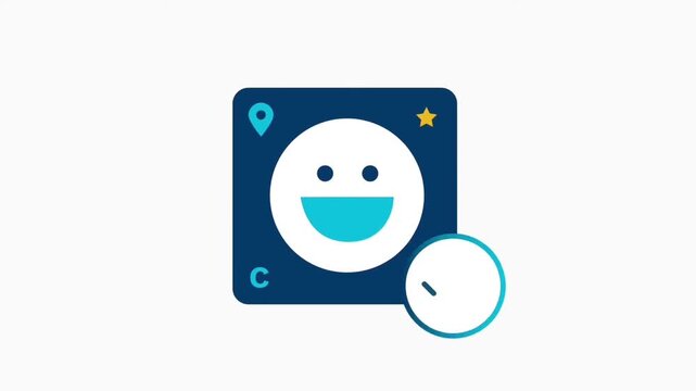 2D Animated Icon of Happy Smile Face User Profile with Check Mark, Customer Satisfaction and Verification Concept Vector Animation